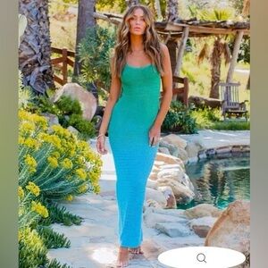 NWT Fore by Vici Dolls Caribbean Dreams Crochet Ombré Maxi Dress Size M